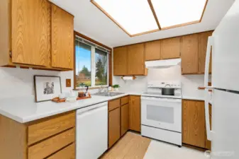Here's a close up the kitchen - there's a new Bosch dishwasher, a new GE Stove and a new Braun hood.
