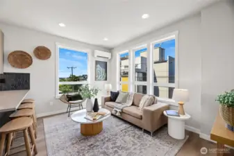 Living Area w/ A/C. (Pic of Unit A)