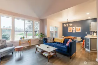 LR open to dining room and kitchen