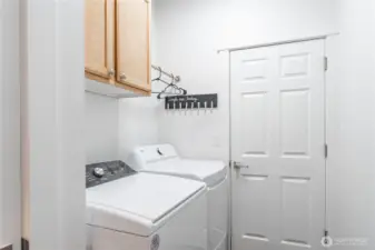 Separate Laundry room with door. Exterior door to garage