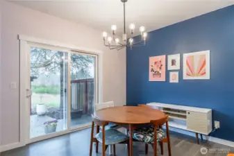 Dining room area leads to back patio