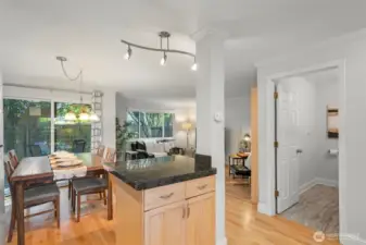 Contemporary lighting gives a designer touch to this home.