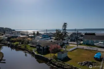 Aerial views show casing Birch Bay a beach side community...