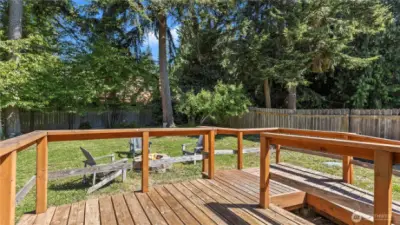 Ramp to deck on the right.