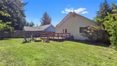 Backyard is large.
