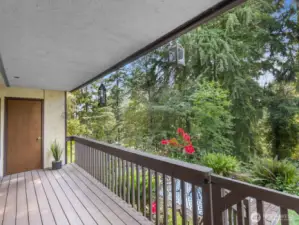 Spacious deck w/additonal storage area.