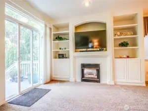 Family Room built in and Fire place