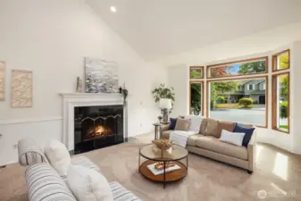 Cozy wood burning fireplace