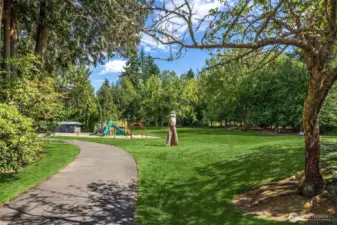 Nearby park with playground. Miles of trails for walking or biking!