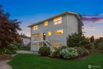 Recently remodeled, this beautiful 3 bed home was designed to take in the views of the water and Olympic Mountains. The gardens are surrounded with mature plantings and some of the most beautiful hydrangeas I have ever seen!