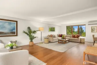 This gorgeous great room features space for 2 separate living areas.