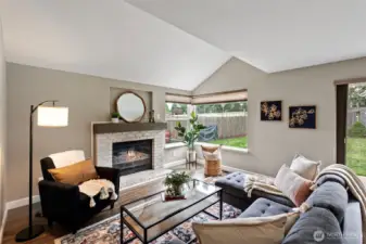 Family room W/ Wood burning fireplace