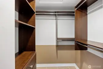 Master closet with custom built ins