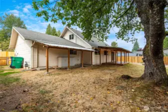 Covered space by the garage