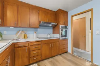 This kitchen space offers plenty of storage
