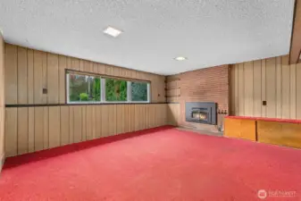 Large open space complete with fireplace insert