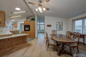 Dining room with eat-in kitchen.