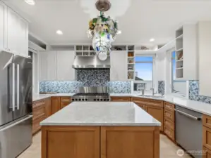 Local artist - glass blown chandelier.