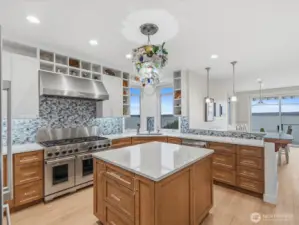 Custom tile and ample prep/ storage space