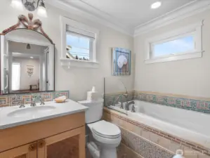 Guest bath on 2nd floor, custom coastal tile work