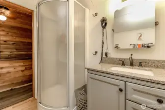 3/4 bath upstairs with full size laundry