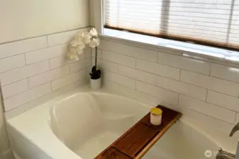 Primary garden tub is a relaxing spot!