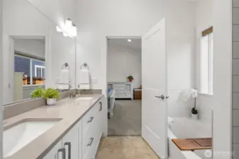 Dual vanity, garden tub and separate walk-in shower
