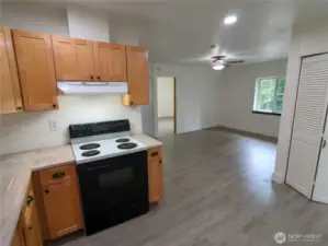 The kitchen with easy access to the pantry and dining area.
