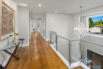 10' ceilings on both floors & the catwalk provides an overlook to the entry.