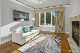 Primary Retreat sitting area with fireplace