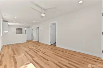 View of bedroom and bathroom doors