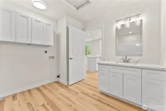 Bathroom with laundry area