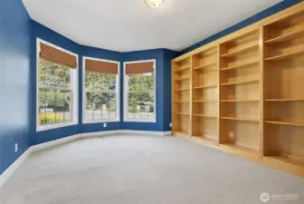 Den, bookcases , closet, french doors