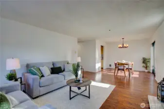 easy flow from living room to dining room and kitchen.