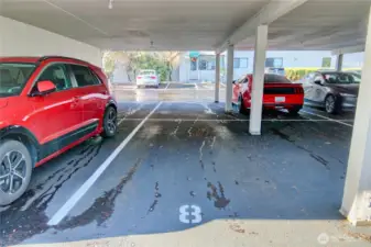 Two assigned parking spaces, one covered and one uncovered