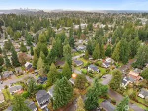 Aerial photo looking south and west. You can see downtown Seattle from this photo. Only minutes to the UW, Childrens Hospital, Amazon, downtown Seattle, and 520.