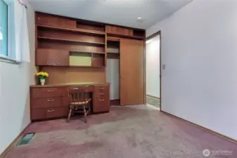 Guest bedroom #1 with built in office area