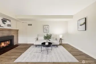 A lower-level space with its own fireplace and plenty of potential