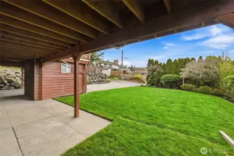 A beautifully level yard—perfect for play, entertaining, or relaxing