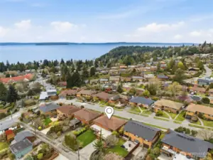 Panoramic perspective showing your home’s proximity to Puget Sound and Lincoln Park
