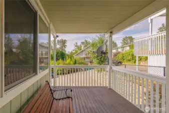 Huge front porch with sitting area
