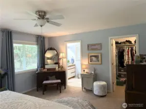 Bath has shower. A nice sized walk-in closet.