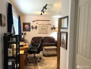 Office converted from one of the two stall garage. Easily converted back to a garage space.