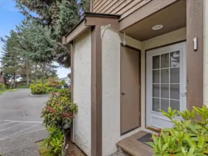 Lovely front entry with storage closet conveniently located for easy access.