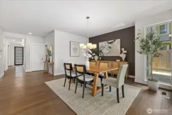 Dining area and looking back at the custom 10' front door.