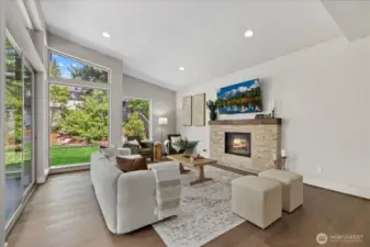 Gather around the cozy gas fireplace for movie time or a lovely place to relax.