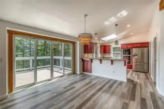 Light filled living and kitchen area.