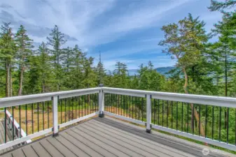 Deck off the living room. A great place to appreciate the views and rest amongst nature.