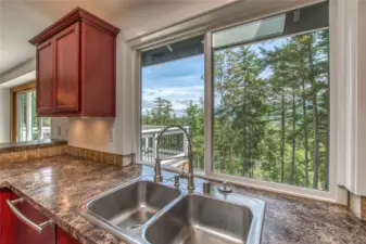 Light and views from the kitchen is an extra treat.