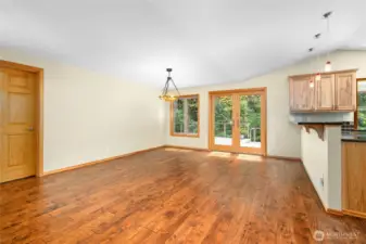 Half bath on left, entry to pantry and wine cellar.